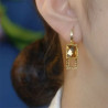 French high-end champagne crystal geometric square super shiny earrings