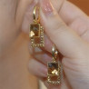 French high-end champagne crystal geometric square super shiny earrings