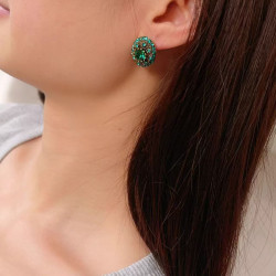 Green heavy earrings for women vintage French geometric earrings