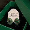 Green heavy earrings for women vintage French geometric earrings