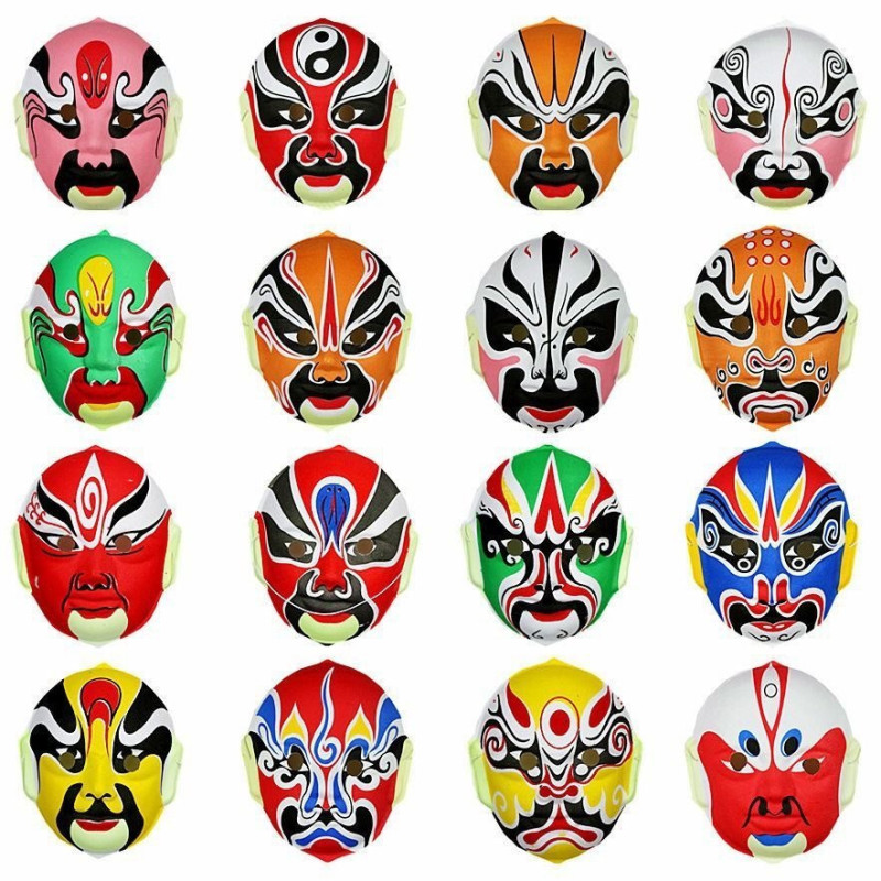 The finished face mask of Beijing opera can be worn by Chinese nationalistic Sichuan opera face-changing adults and children