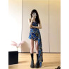 Small floral irregular niche design slim socialite hot girl hip-wrapped tube top dress
