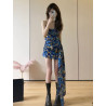 Small floral irregular niche design slim socialite hot girl hip-wrapped tube top dress
