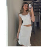 Summer new style of the same style lace wide suspender vest pure desire low waist fishtail skirt half skirt set women