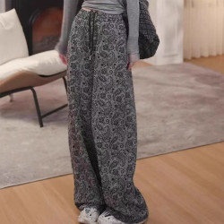 European style printed summer wide-leg pants thin style