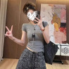 European style printed summer wide-leg pants thin style