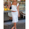 Summer new style of the same style lace wide suspender vest pure desire low waist fishtail skirt half skirt set women