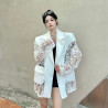 Summer new style light luxury floating flower splicing design temperament casual suit jacket for women