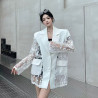 Summer new style light luxury floating flower splicing design temperament casual suit jacket for women