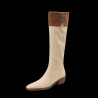 New slim knight French color matching high-top elastic square toe boots