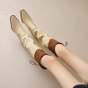 New slim knight French color matching high-top elastic square toe boots