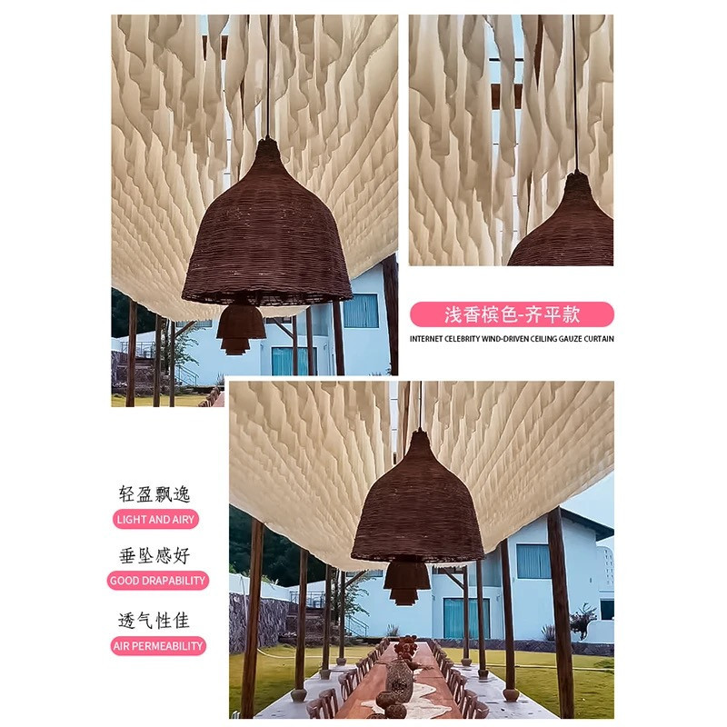 Yarn curtain wind-moving ceiling curtain restaurant homestay decoration hotel outdoor scenic spot curtain seaside