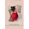 Sexy lace lingerie French bow gathered chest pad tempting home dress with bare back.