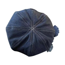 Niche flower denim beret hat for women in spring and autumn