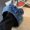 Niche flower denim beret hat for women in spring and autumn