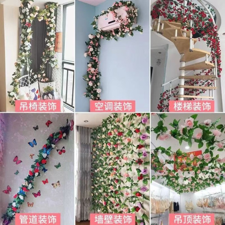 Simulation rose plastic vine fake flower fake flower vine vine ceiling air conditioner pipe winding
