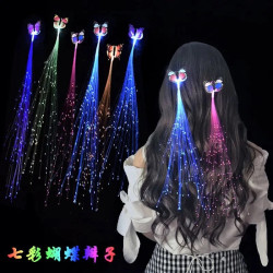 Glowing butterfly braid flash toy colorful optical fiber silk luminous hair