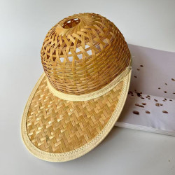 Bamboo baseball cap with wide brim and breathable hollow cap