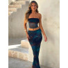 Sexy slim body bra printed vest hip-wrapped skirt