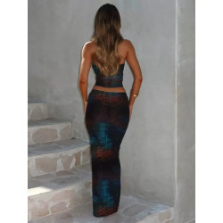 Sexy slim body bra printed vest hip-wrapped skirt