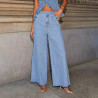 Fashion temperament new button sleeveless vest wide-leg jeans denim suit