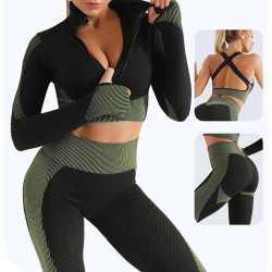 Yoga suit, running sports top, quick-drying underwear, buttock-up tight-fitting trousers, plus-size fitness suit