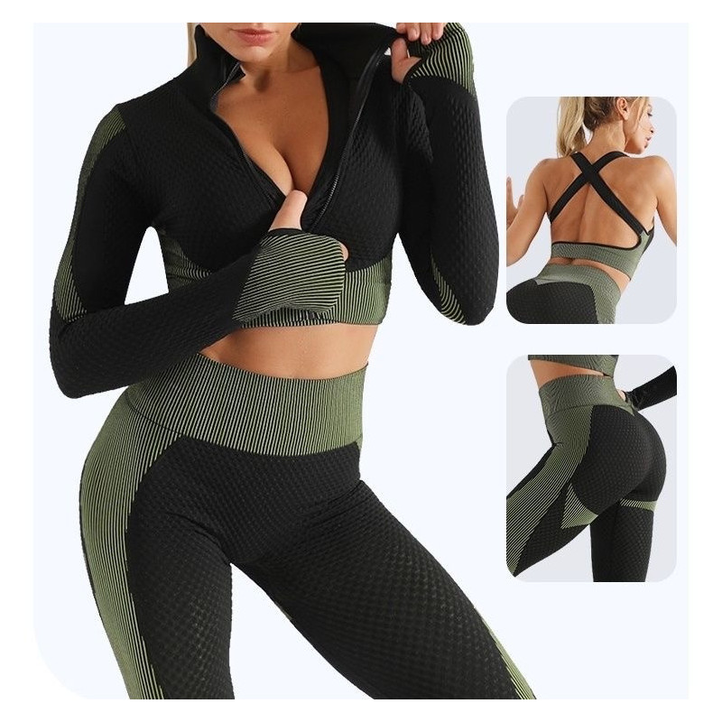 Yoga suit, running sports top, quick-drying underwear, buttock-up tight-fitting trousers, plus-size fitness suit