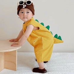 Summer short-sleeved thin cotton baby jumpsuit for boys and girls