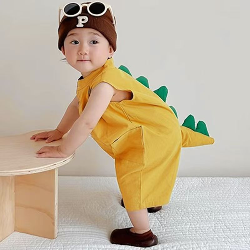 Summer short-sleeved thin cotton baby jumpsuit for boys and girls