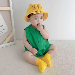 Summer short-sleeved thin cotton baby jumpsuit for boys and girls