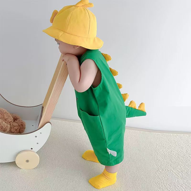 Summer short-sleeved thin cotton baby jumpsuit for boys and girls