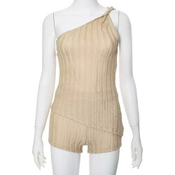 Women's summer ins new solid colour one-shoulder sleeveless backless shorts casual sexy suit