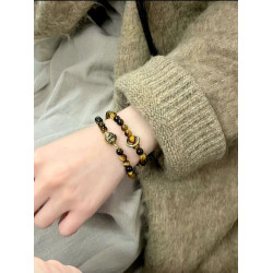 Natural tiger eye stone bracelet to attract wealth Chinese retro niche beaded bracelet