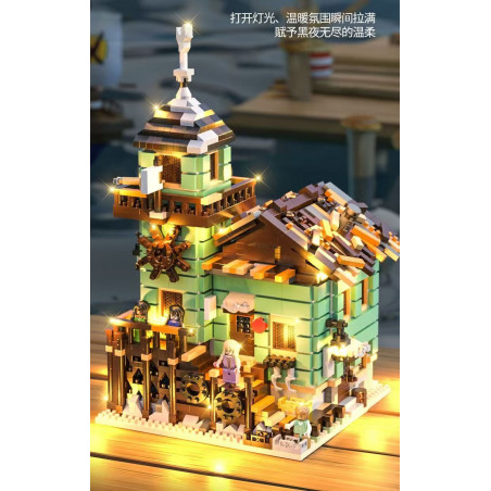 Fisherman's hut building blocks assembly compatible with Lego difficult educational toys