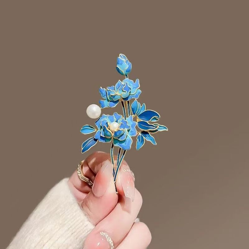 Chinese style peony flower brooch
