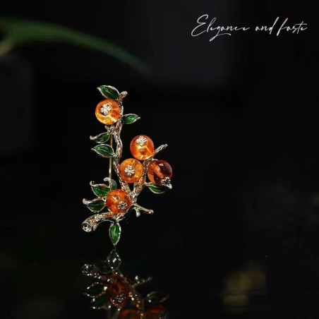 Women's high-end exquisite persimmon ruyi brooch