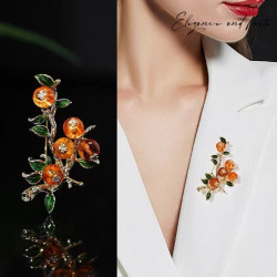 Women's high-end exquisite persimmon ruyi brooch