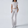 Women's spring and summer casual solid colour slim short-sleeved trousers set