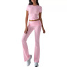 Women's spring and summer casual solid colour slim short-sleeved trousers set
