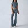 Women's spring and summer casual solid colour slim short-sleeved trousers set