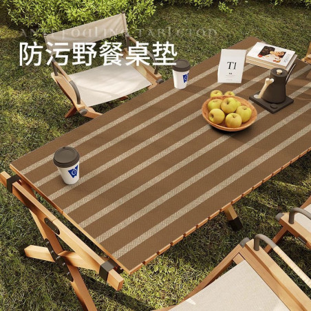 Outdoor camping table mat waterproof oil-proof wash-free foldable rectangular dining table leather