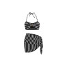 Women's swimwear 2025 new separate neck-hanging small-breast gathering separate black striped holiday bikini for hot spring