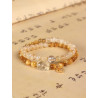 Yellow tiger eye yellow Asai double circle beaded bracelet female niche high-end yellow crystal Pixiu bracelet