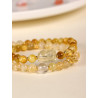 Yellow tiger eye yellow Asai double circle beaded bracelet female niche high-end yellow crystal Pixiu bracelet