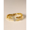 Yellow tiger eye yellow Asai double circle beaded bracelet female niche high-end yellow crystal Pixiu bracelet