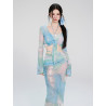 Women's four-piece swimsuit set slimming and belly-covering sexy and conservative suitable for hot spring new 2025 style.