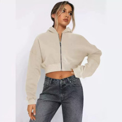 Street long-sleeved top, wool zipper cardigan, hooded sweatshirt, casual jacket