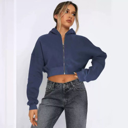 Street long-sleeved top, wool zipper cardigan, hooded sweatshirt, casual jacket