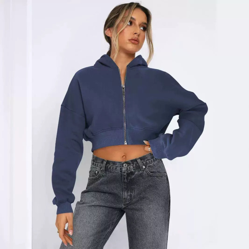 Street long-sleeved top, wool zipper cardigan, hooded sweatshirt, casual jacket