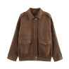 Autumn new women's suede texture loose flight jacket coat women